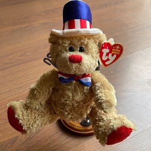 Independence Bear, Red Feet and Nose, Ty Beanie Baby